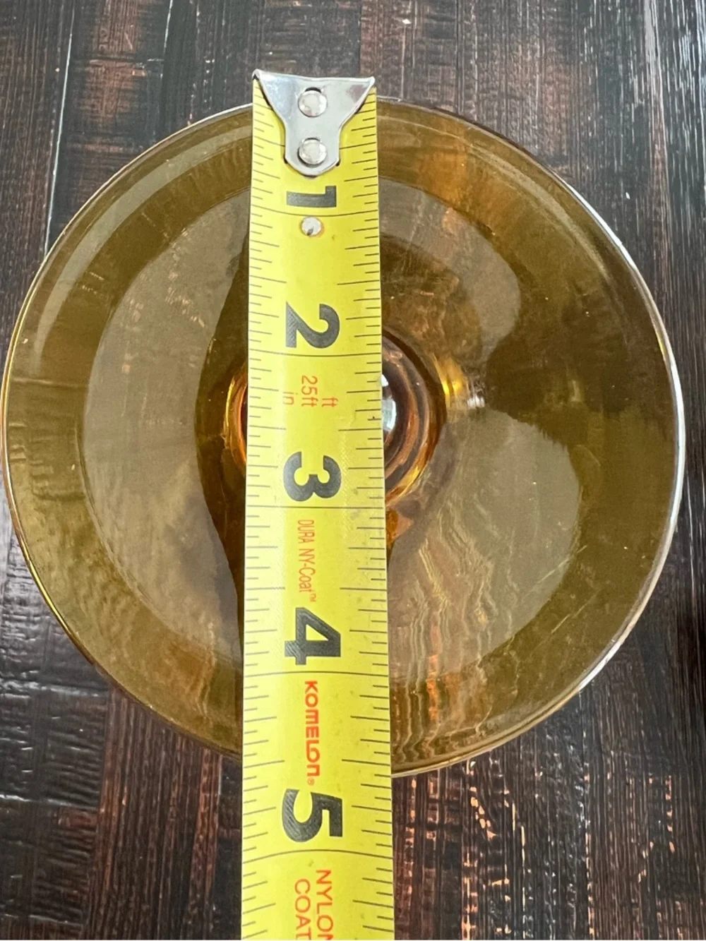 Tall Amber Glass Stem Vase 16.5” Mid Century Modern Decor Optic Panel
